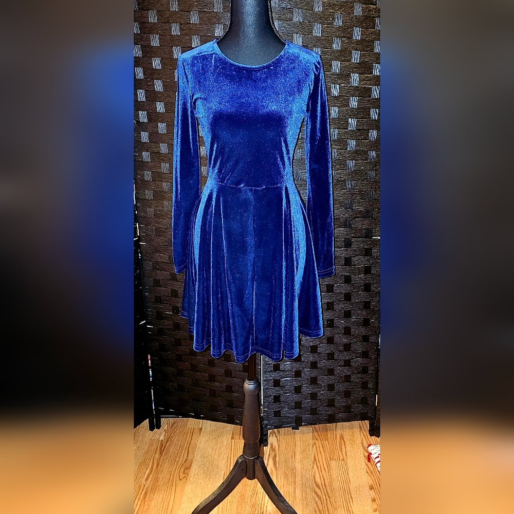Chic Long Sleeve Blue Dress